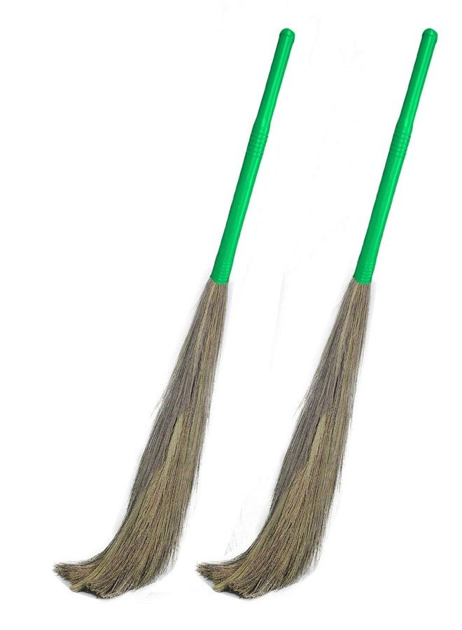 Jayam Traditional مكنسة أرضية تقليدية من جايام بمقبض بلاستيكي وعصا من العشب الناعم لتنظيف الأرضيات والمطابخ/متعددة الألوان/عبوة من قطعتين - Image 2